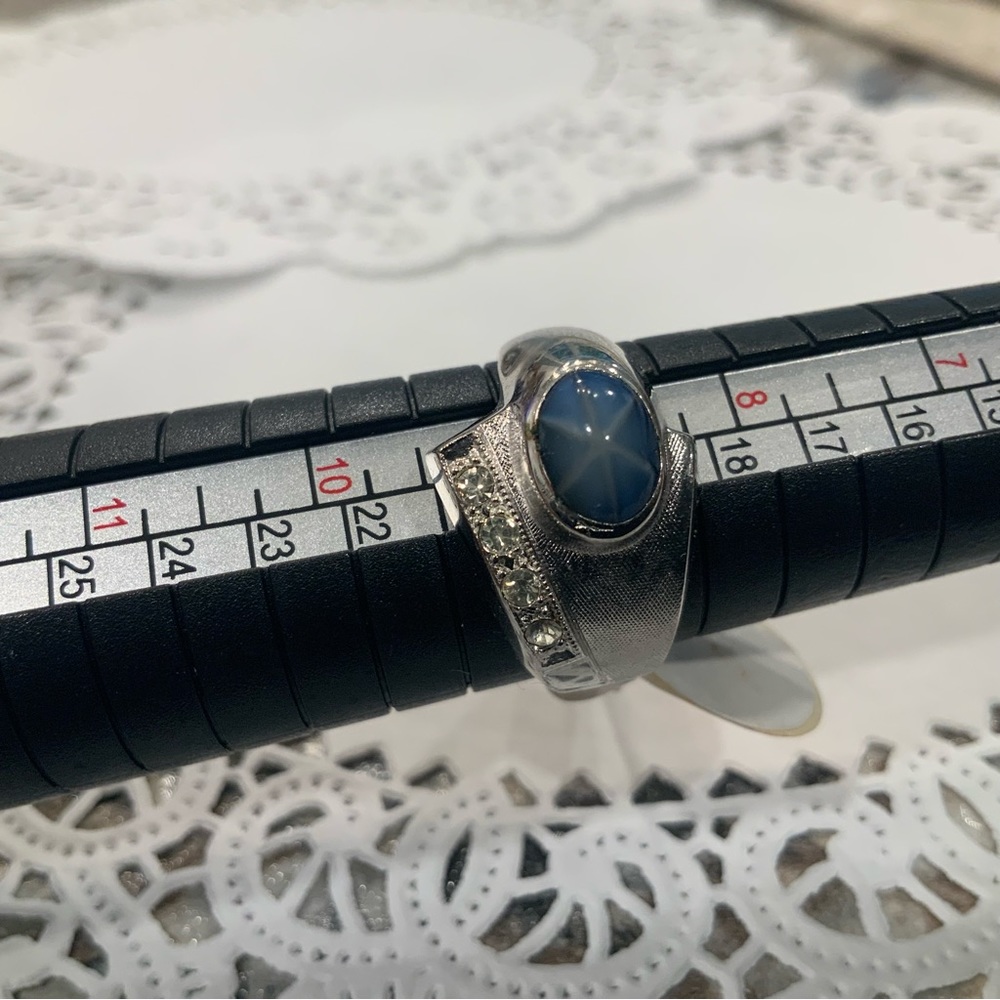 MEN'S OVAL THAI STAR SAPPHIRE RING HEAVY GOLD ELECTROPLATE  18KT SZ 8.5